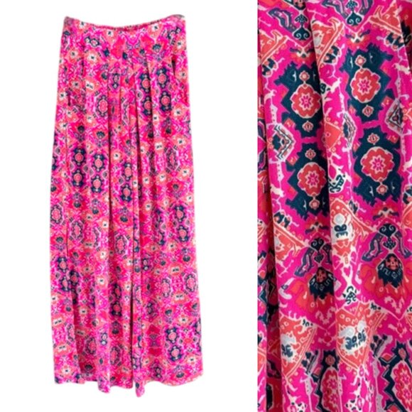 Maaji Pink Geometric Wide Leg Pants Size Medium 41181 - Picture 1 of 10